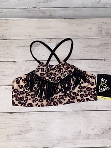 Art Class Target Girls Leopard Pink Fringe Bikini Top Size M 7/8 NWT - Picture 1 of 5