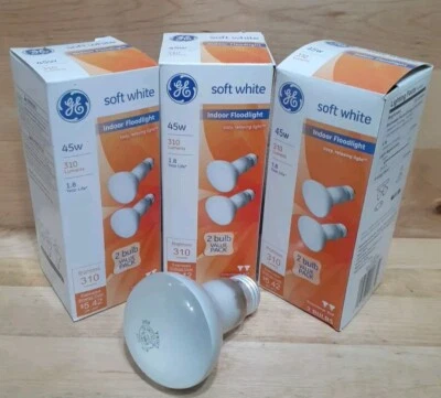 3CT[2PK]:  GE 45watt SOFT WHITE INDOOR FLOODLIGHT Cozy Relaxing 18279 R20 310lum - Image 1 of 3