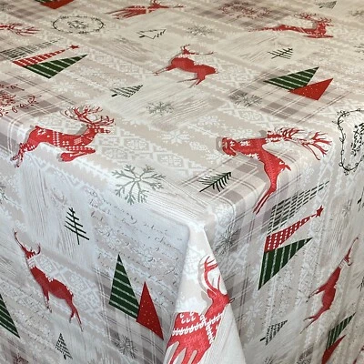 KEVKUS Wachstuch Tischdecke Weihnachten geprägt Hirsch P1152-1 eckig rund oval - Bild 1 von 2