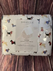 Brielle Home Cotton Flannel Bed Sheet Set Dogs - Picture 1 of 5