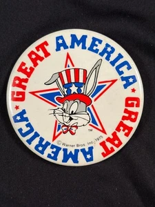 1975 Great America Bugs Bunny Warner Brothers 3" pinback button - Picture 1 of 2