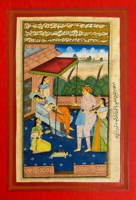 18TH-19TH C ANTIQUE MUGHAL (INDIA) MINIATURE ILLUMINATED MANUSCRIPT OPAQUE W/C  - Image 1 of 4