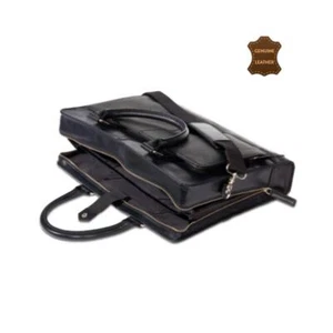 Valigetta custodia borsa porta pc computer portatile con 2 manici in pelle nera - Foto 1 di 3