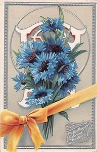 Cornflower Flower Greeting Card Emblem of Constancy early 1900's  - Picture 1 of 2