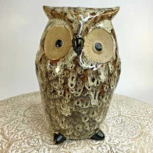 Vintage Eule Vase gepunktet Keramik Bauernhaus Landhaus Kern braun hellbraun Vogel Herbst Eule - Bild 1 von 8