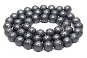😏 Muschelkernperlen hämatitfarbene Kugeln mit strukturierter Oberfläche 8 mm 😉 - Bild 1 von 1