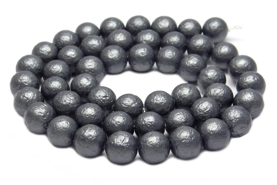😏 Muschelkernperlen hämatitfarbene Kugeln mit strukturierter Oberfläche 8 mm 😉 - Bild 1 von 1