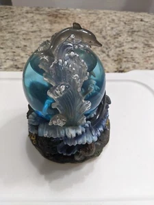 Dolphin Globe Antique Musical Figurine - Picture 1 of 4