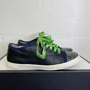 Zapatilla deportiva Lanvin Paris puntera de cuero azul marino con cordones para mujer talla 37 EU/7 EE. UU. - Imagen 1 de 11