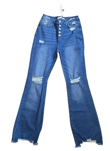 Highway Jeans Womens Ripped, Jeans Stretchy Wide Leg Denim Pants Trousers - Picture 1 of 5