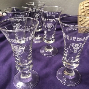 5 Jagermeister Footed Shot Glasses Buck Stag Deer Head 2 cl 0.7 oz leerdam 3.75" - Picture 1 of 4
