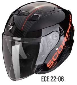 Helmet Jet Motorcycle Scorpion EXO 230 Qr Black Red TG S Helmet - Picture 1 of 1