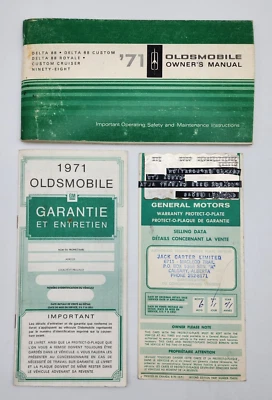1971 GM Oldsmobile Delta 88 Cruiser 98 Owners Manual Protect-O-Plate Texaco Oil - Изображение 1 из 4