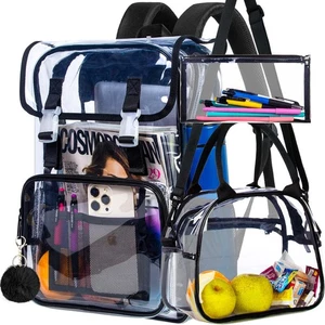 17" Flip Top Clear Backpack, 3Pcs Stadium Approved Set, Heavy Duty Transparen... - Picture 1 of 8