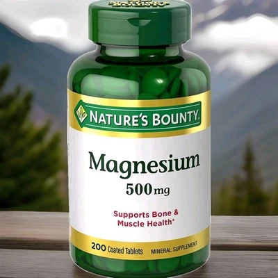 Магний, 500 мг — 200 таблеток — поддерживает здоровье костей и мышц — веганский, без ГМО - Изображение 1 из 4