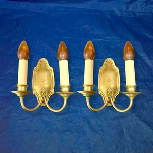 Pair antique Brass Double arm candle sconces nice 69F - Picture 1 of 6