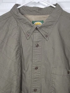 VTG Cabelas Shirt Mens 3XL Green Button Up Shooting Hunting Cotton Vented S/S - Picture 1 of 12