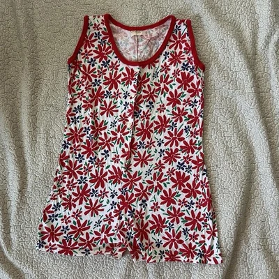 Studio sz S винтажный 70-х хлопок белый красный цветочный без рукавов мини игровой костюм боди - Изображение 1 из 4