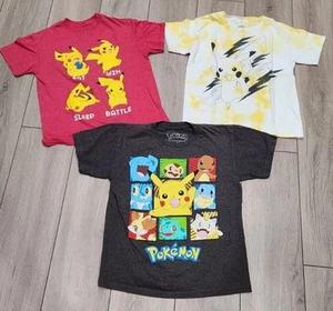 3 Pokémon Graphic Tshirts Youth Size XS & S Pikachu Charmander Squirtle - Picture 1 of 6