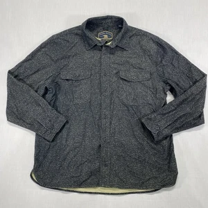 Freedom Foundry Flannel Shirt Men L Black Speckled Long Sleeve Button Up Pockets - Picture 1 of 8