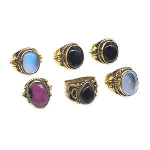 Handmade Vintage Brass Ring Lot 6 Pcs Fashion Boho Jewelry Size 6.5 to 9.5 Z065 - Picture 1 of 5