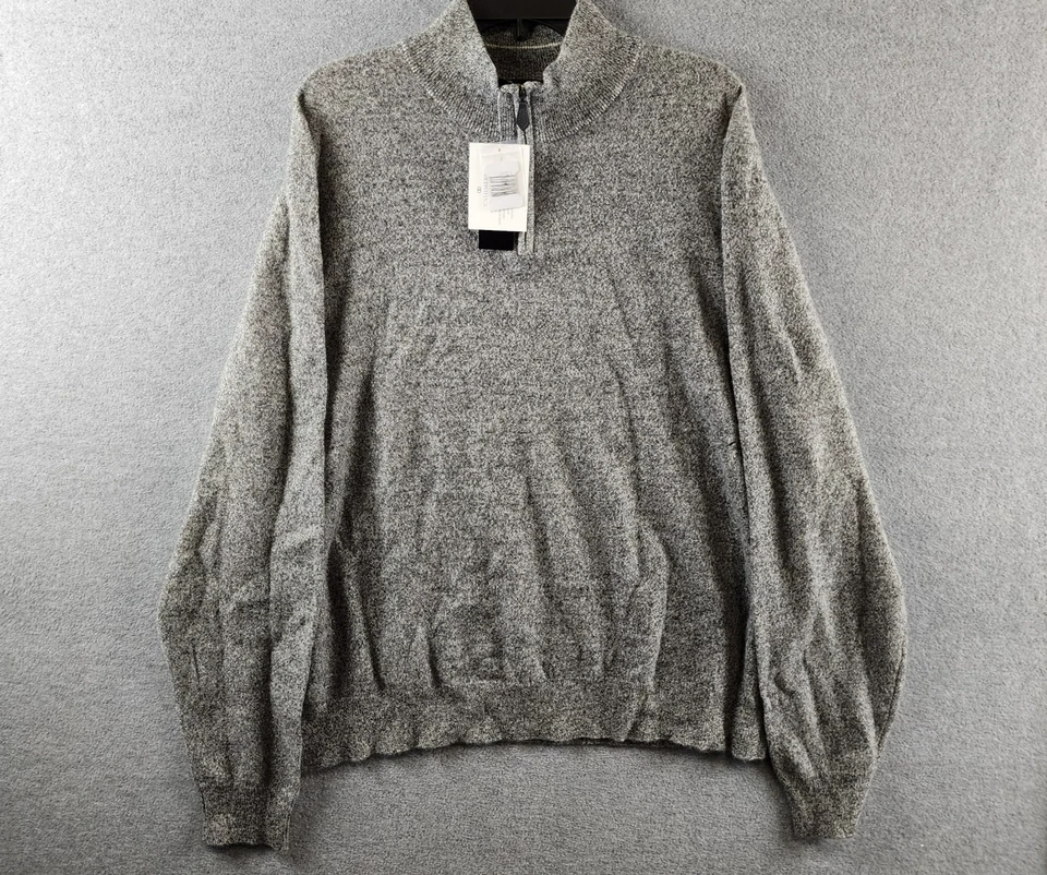 The Men's Store at Bloomingdale's Cashmere 1/2-Zip Sweater XXL Gray Twist Heathe - Image 1 of 4