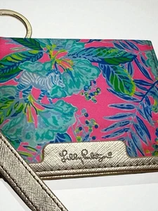Lilly Pulitzer Snap ID Wallet Gold Metallic Wristlet Card Holder - Picture 1 of 5