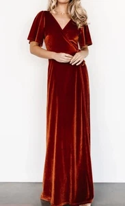 Baltic Born Meghan Samt Wickel Maxikleid Damen L Flatterärmel - Bild 1 von 7