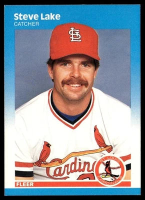 1987 Fleer Glossy Steve Lake St. Louis Cardinals #300 - Image 1 of 2