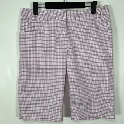 Bermudas de golf Adidas para mujer talla 6 rosa a cuadros púrpura logotipo 30x12 elásticas Foto 1 de 4