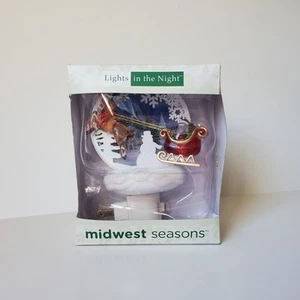 Lights In The Night Midwest Seasons Night Light Santa Flying Sleigh Reindeer - Picture 1 of 11
