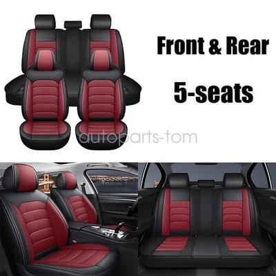Fits Toyota Corolla Luxury Leather Car Seat Covers 5-Seat Full Set Cushion Mat - Image 1 of 4