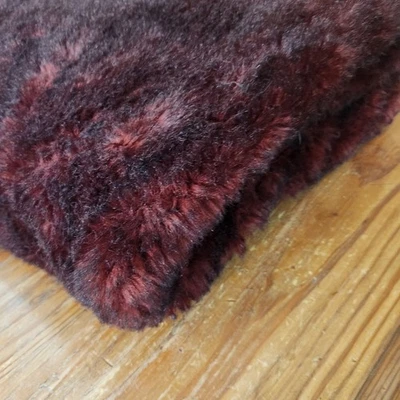 Pottery Barn Burgundy Faux Fur Throw Blanket 50x55 Cozy Warm Winter Couch Bed - Image 1 of 4
