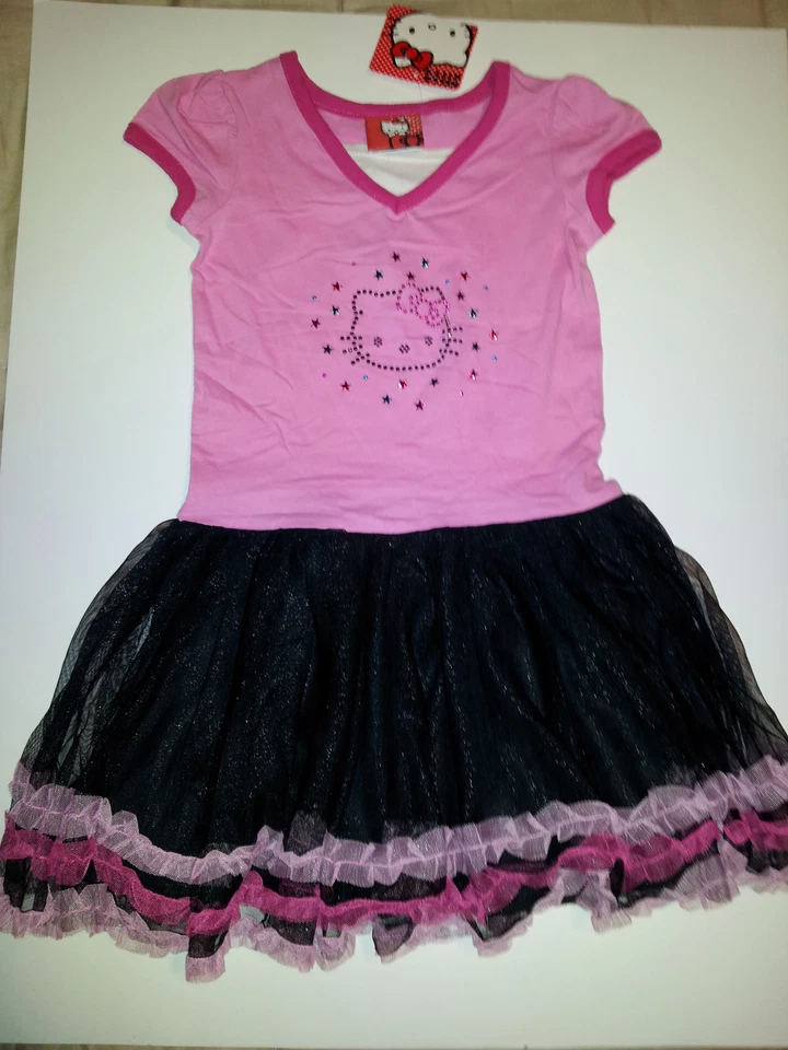 HELLO KITTY PINK/BLK DRESS .TUTU DRESS..NWT..ADORABLE - Image 1 of 1