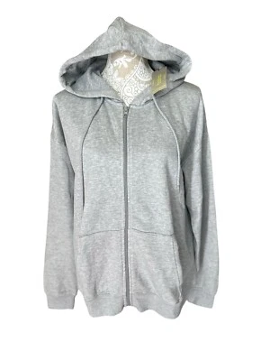 Jaqueta Boohoo Reciclada com Zíper com Capuz Cinza NOVA - Tamanho Grande  - Imagem 1 de 2
