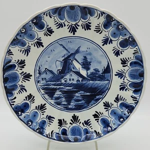 Delft Holland Windmill Ceramic Wall Plate 24cm Blue White Handpainted 100% 479 L - Picture 1 of 21