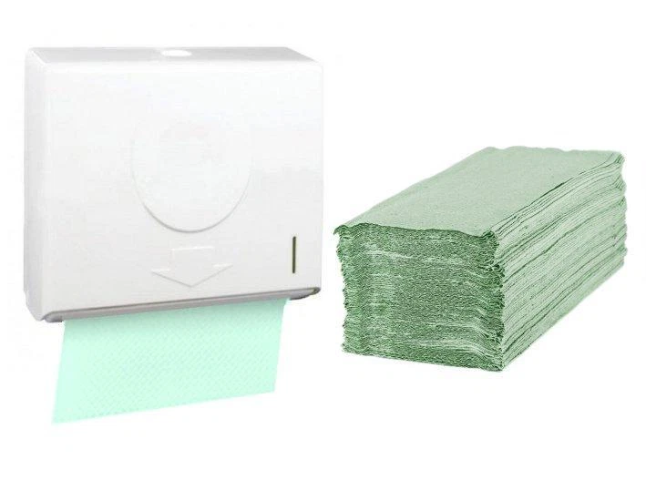 EASYHYGIENE C Fold Dispenser + 1 PACK GREEN Paper hand Towels Compact ABS Lockable Wall