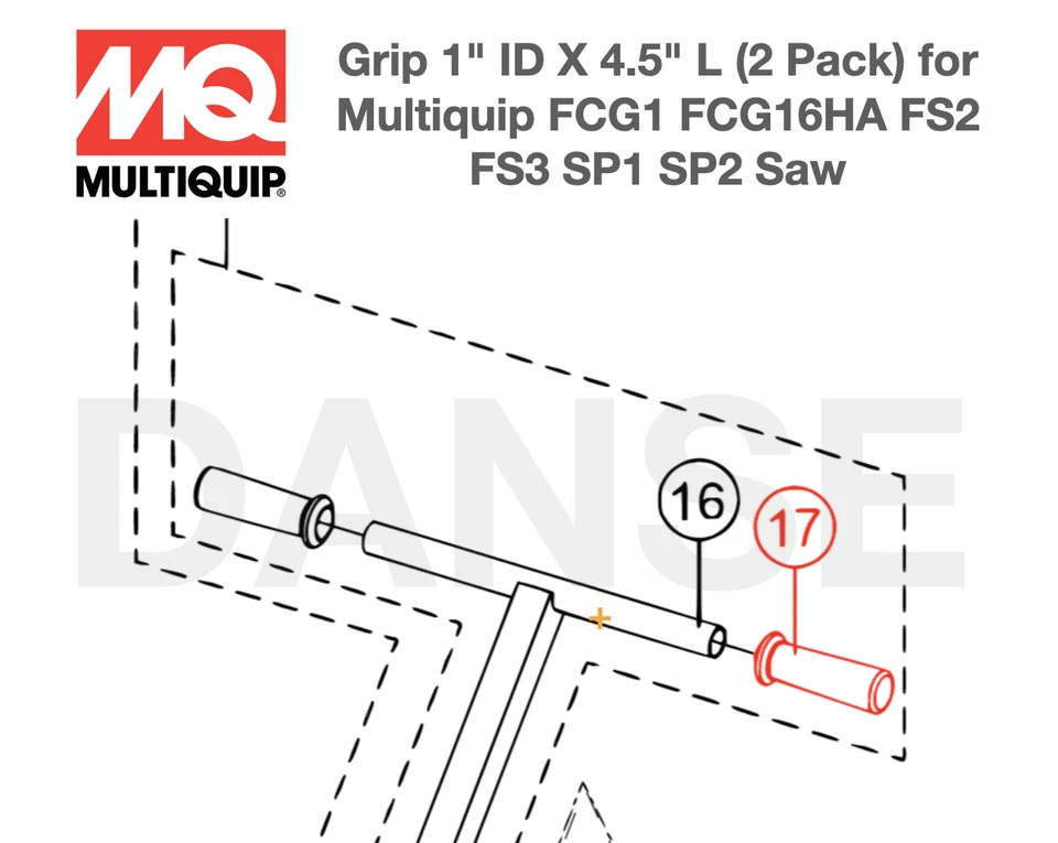 15081 Grip 1" ID X 4.5" L (2 Pk) for Multiquip FCG1 FCG16HA FS2 FS3 SP1 SP2 Saw - Image 1 of 1