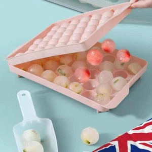 Round Ice Cube Tray Set with Lid and Bin Ice Ball Maker Mold for Chilled Drinks - Picture 1 of 7