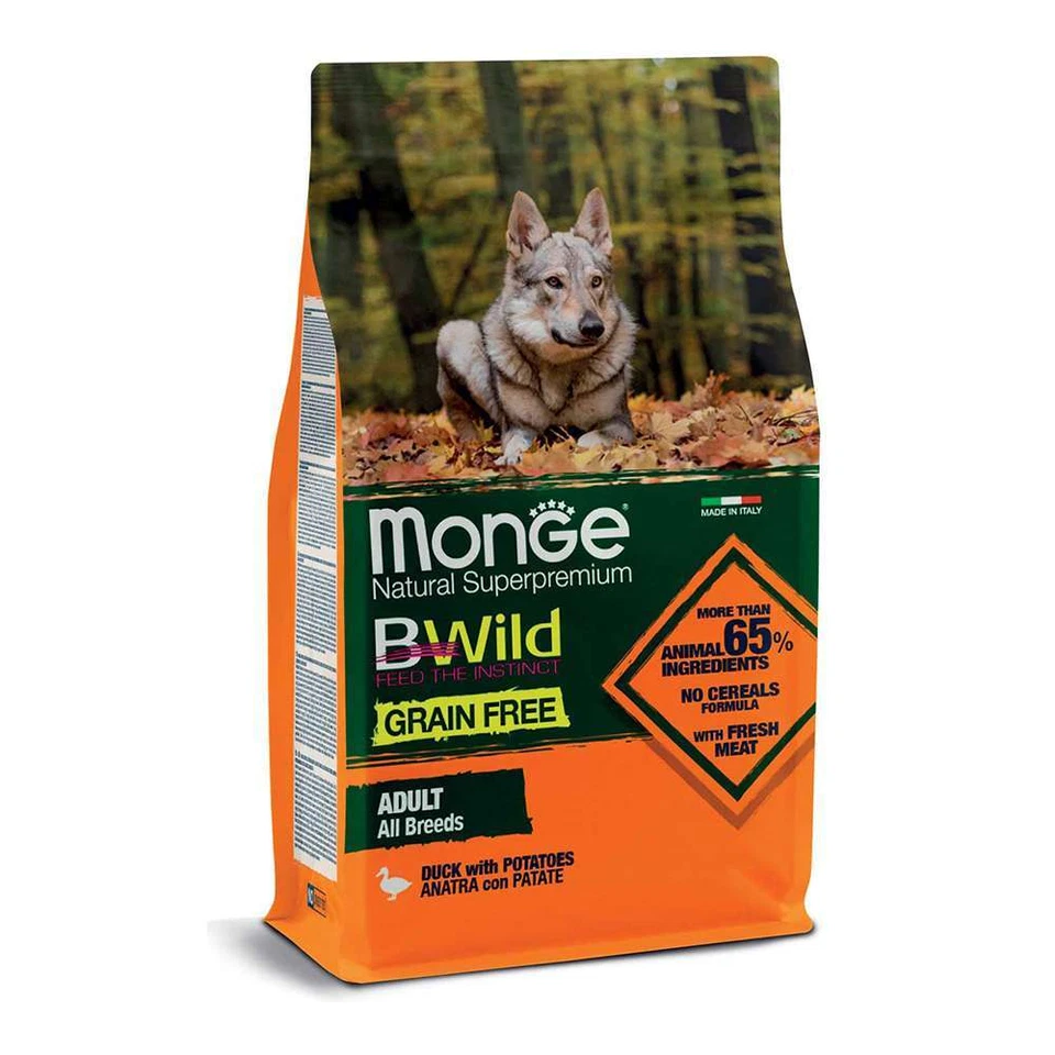 Monge bwild anatra cane adult all breeds 12 kg crocchette per cani grain free - Immagine 1 di 1