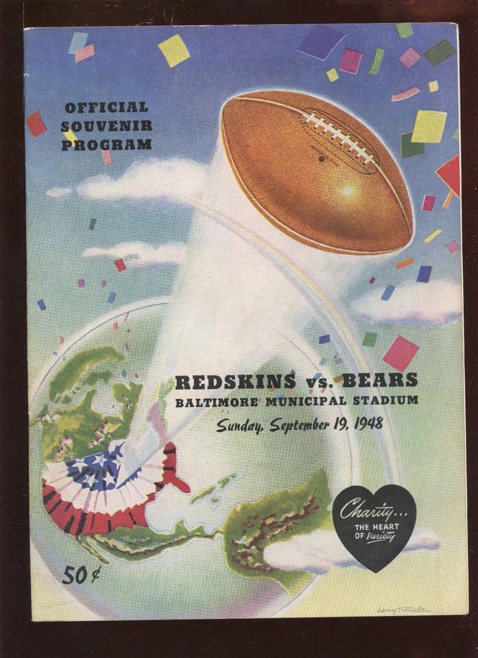 September 19 1948 NFL Football Program Washington Redskins vs Chicago Bears EX+ - Image 1 of 1