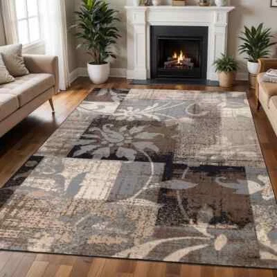 BLUE NILE MILLS Pastiche Contemporary Floral Patchwork Indoor Large Area Rugs Or Runner Rug