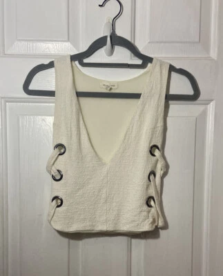 Silence + Noise V-Neck Tank Top Cream Size XS - Image 1 of 4