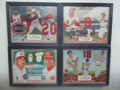 4 Cincinnati Reds Jersey Johnny Bench Robinson Morgan Kluszewski Framed Prints - Image 1 of 4