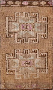 Vintage Tribal Anudado a Mano Geométrico Lana Anatolia Oriental Adorno Rug 1x2 - Picture 1 of 12