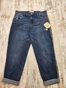 Knox Rose Women's Mid Rise Straight Leg Embroidered Jeans Dark Wash Size 10 Blue - Picture 1 of 12