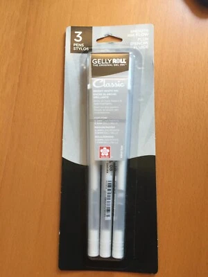 Juego de 3 bolígrafos de gel blancos clásicos SAKURA Gelly Roll 57454 1 fino, M, negrita. Foto 1 de 4