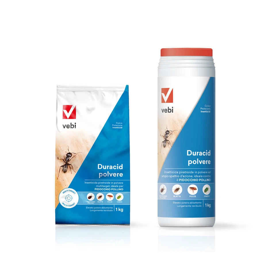 Vebi DURACID Polvere / Spargitore - 1 Kg - INSETTICIDA PULCI FOMICHE SCARAFAGGI