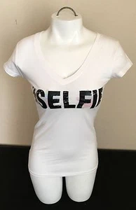 Cold Crush # Selfie White & Black V-Neck Shirt Top Size XS NWOT FINAL SALE - Picture 1 of 4