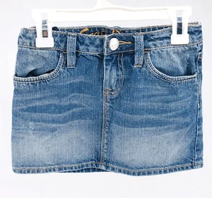 GAP Girls' Adjustable Waist 100% Cotton Medium Wash Denim Skirt Size 7 EUC - Picture 1 of 13